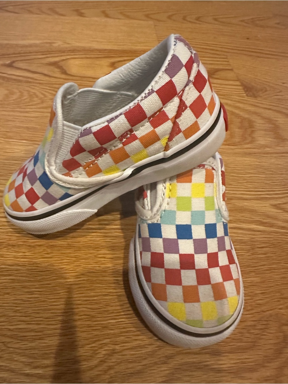 Toddler Rainbow Checkerboard Vans Size 5